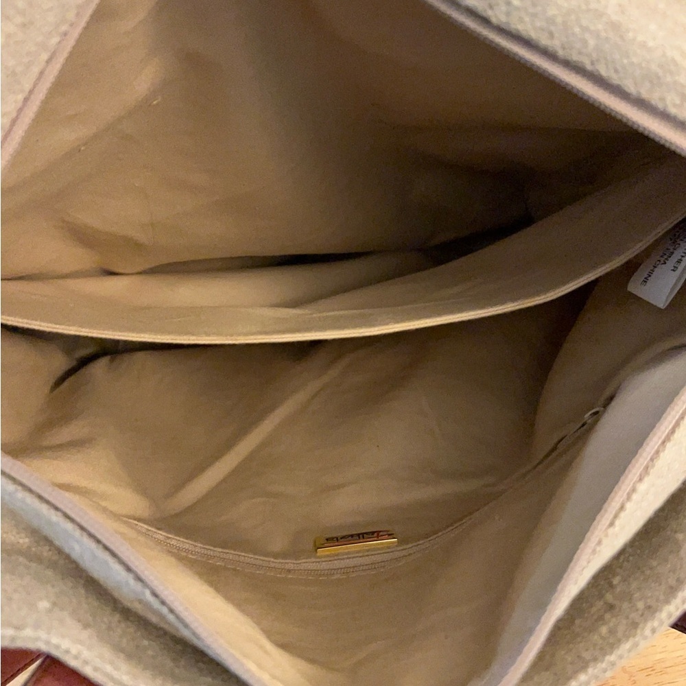 Talbots Linen and Woven Leather Tote Bag. - Picture 12 of 14
